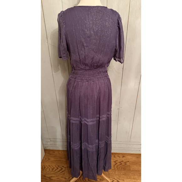 Anthropologie The Somerset Maxi Dress Lurex Edition Metallic Marin Navy Sz-SM - Picture 7 of 12